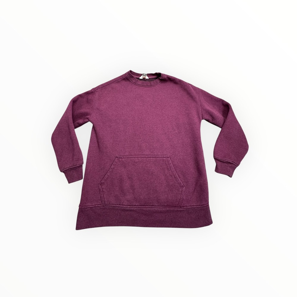 Danskin Mens Plum Heathered Crewneck Sweatshirt Kangaroo Pocket Size‎ M 9309